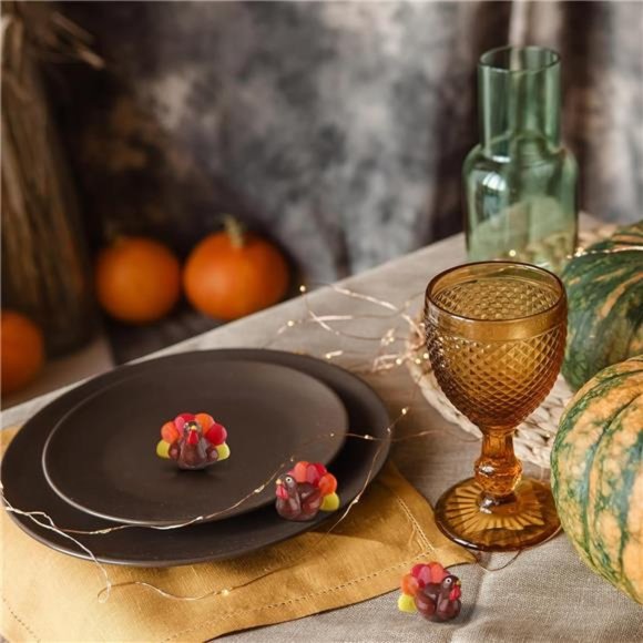 6 Pcs Mini Thanksgiving Turkey Plates Decor Hand Painted Mini Turkey Decor - Picture 5 of 6